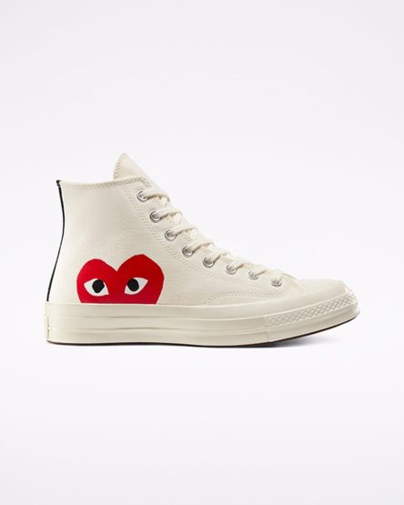 Tenisi Inalti Barbati Converse x Comme des Garçons PLAY Chuck 70 Albi Rosii | RO U13GJD530